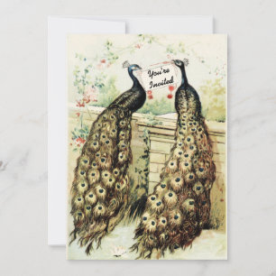 Invitation Vintage Peacocks fête d'anniversaire