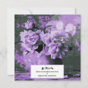 Invitation *~* Vintage Peony Flower Art QR RSVP AR23 MARIAGE