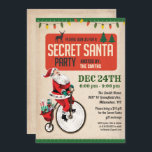 Invitation vintage Père Noël Père Noël Christmas P<br><div class="desc">Invitation vintage Secret Père Noël Christmas Party</div>