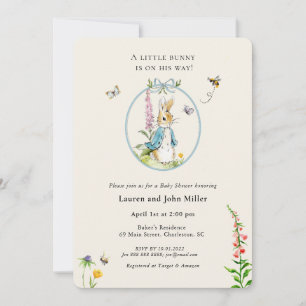 Invitation Vintage Peter Rabbit Bleu bébé garçon douche