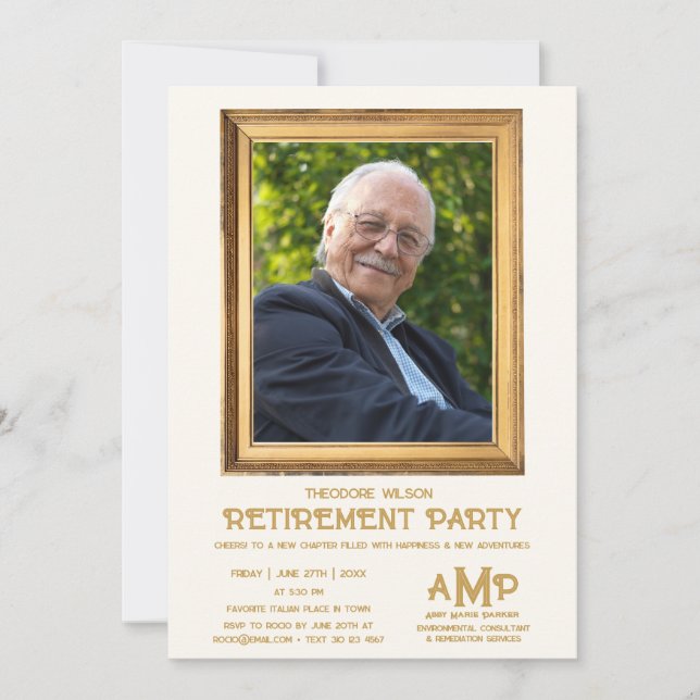 Invitation Vintage Photo Frame Retirement Party  (Devant)