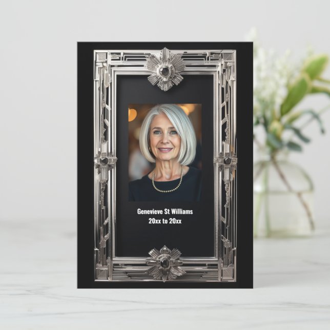 Invitation Vintage photo retraite adieu argent noir (Debout devant)