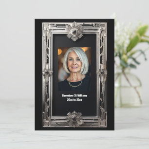 Invitation Vintage photo retraite adieu argent noir