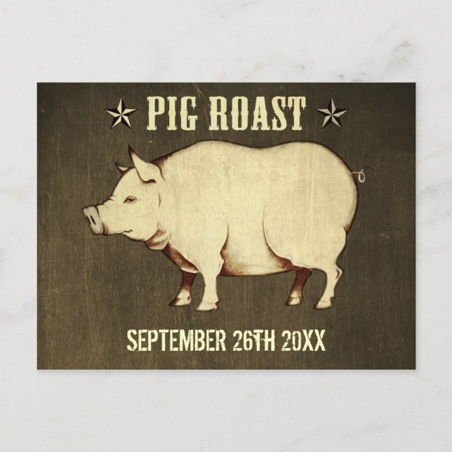 Invitation vintage Pig Roast Postcard Invitation I (Devant)