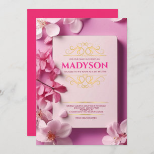 Invitation Vintage Pink Story Bat mitzvah