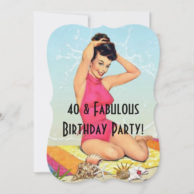 Invitation Vintage Pinup Girl et Sea Shell Party (Devant)