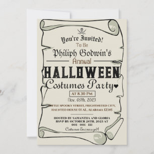 Invitation Vintage Pirates rustiques Halloween Costume Party