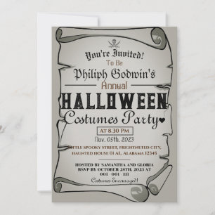 Invitation Vintage Pirates rustiques Halloween Costume Party