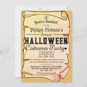 Invitation Vintage Pirates rustiques Halloween Costume Party