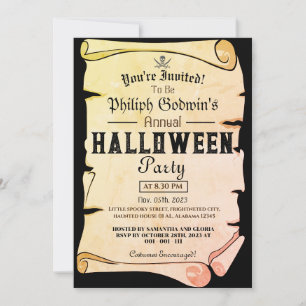 Invitation Vintage Pirates rustiques Halloween Costume Party
