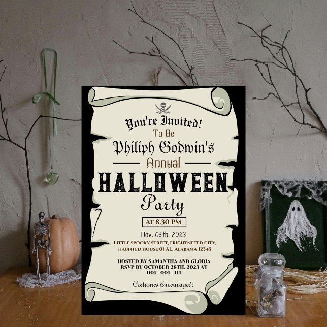 Invitation Vintage Pirates rustiques Halloween Costume Party (Créateur téléchargé)