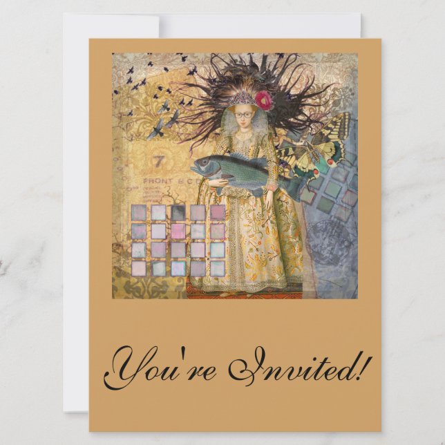 Invitation Vintage Pisces femme gothique classique (Devant)