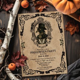 Invitation Vintage Plague Docteur Gothique Halloween Party