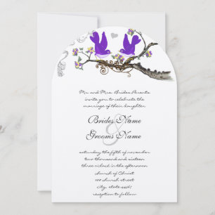 Invitation Vintage Plum Birds Mariage jaune et violet Inviter