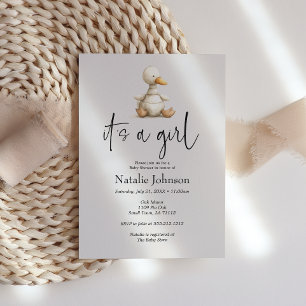 Invitation Vintage Plush Nursery Animaux Girls Baby shower