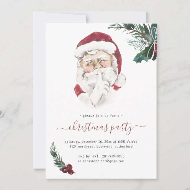 Invitation vintage pour fête de Noël avec le Père  (Devant)