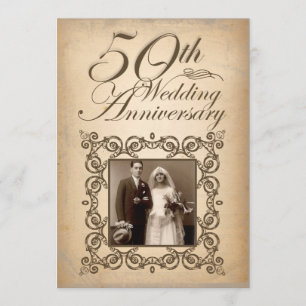 Invitation vintage pour les 50 ans de mariage