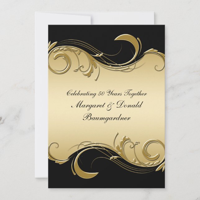 Invitation vintage pour les 50 ans de mariage (Devant)