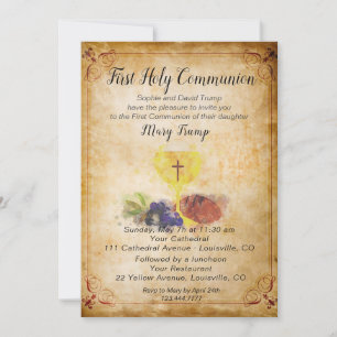 Invitation vintage première communion sainte