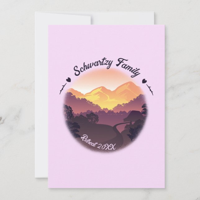Invitation Vintage Purple Jaune Farmhouse Mountain Sunset (Devant)