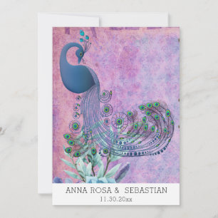 Invitation *~* Vintage QR RSVP Victorian Peacock AR24 Mariage