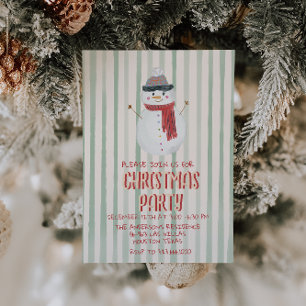 Invitation Vintage Quirky Main tiré Noël Snowman Party