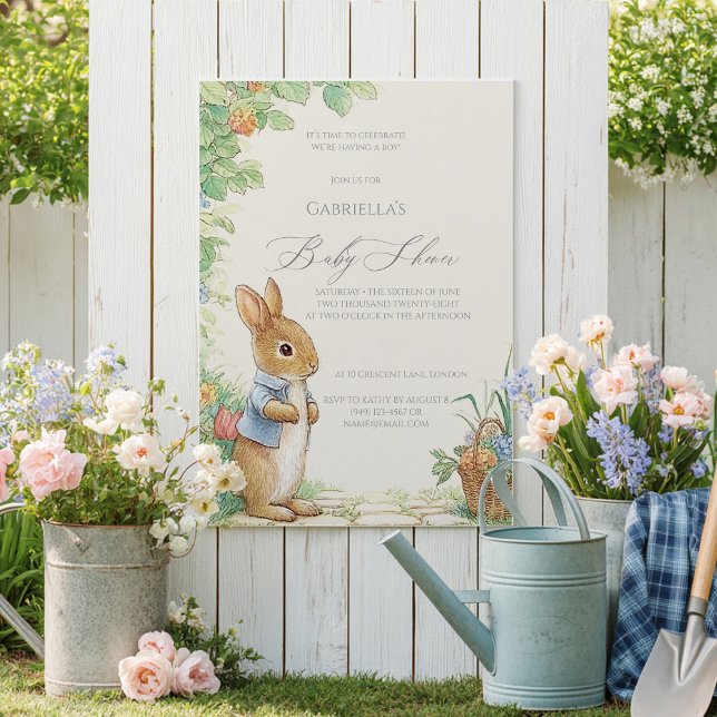 Invitation Vintage Rabbit Garden Baby Shower  (Créateur téléchargé)