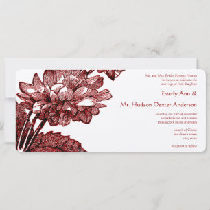 Invitation Vintage Ranunculus Rose Bourgogne Mariage