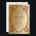 Invitation Vintage Red Gold Princess Tiara Sweet 16 Invitati<br><div class="desc">Elégant Vintage Rouge Or Princesse Tiara Sweet 16 Invitation Anniversaire</div>