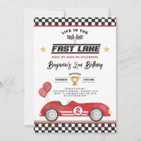 Vintage Red Race Car Fast Lane Boy Fête d'annivers