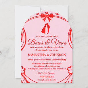 Invitation Vintage Red Rose Bows & Ribbons Arch Mariage