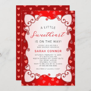 Invitation Vintage Red Sweetheart Valentine's Day Baby shower