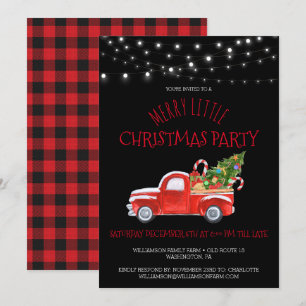Invitation Vintage Red Truck & Buffalo Plaid Christmas Party