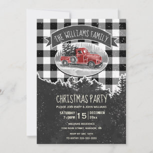 Invitation Vintage Red Truck Farming Famille Noël