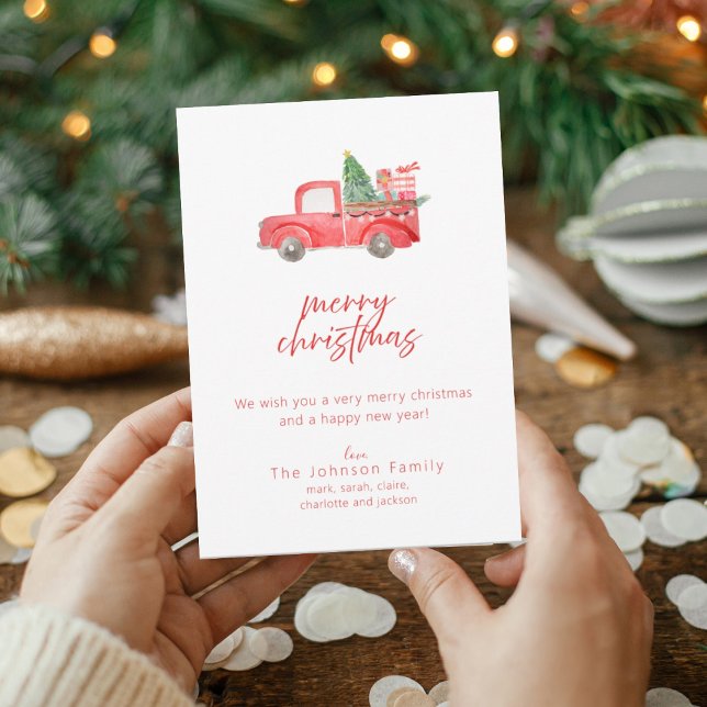 Invitation Vintage Red Truck Merry Christmas Holiday Card (Créateur téléchargé)