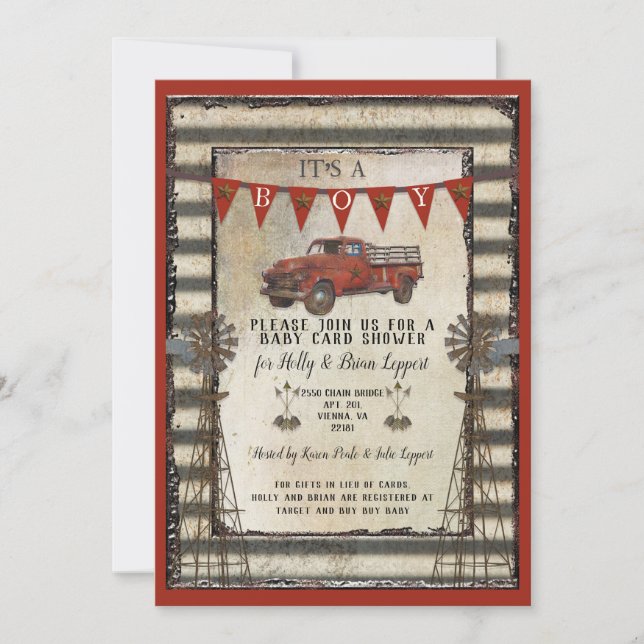 Invitation Vintage Red Truck Rustic Farmhouse Personnalisé (Devant)