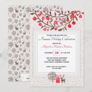 Invitation Vintage Reindeer Woodland