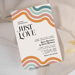 Invitation Vintage Retro 70's Rainbow Just Love Mariage