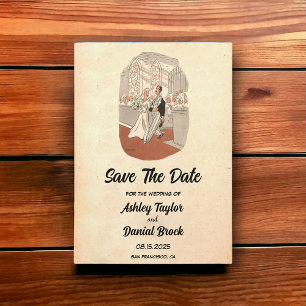 Invitation Vintage Retro Ancienne cérémonie Mariage Enregistr