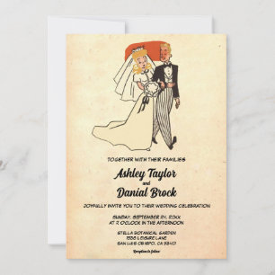 Invitation Vintage Retro Couple les années 50 Mariage de band