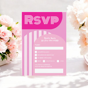 Invitation Vintage rétro les années 70 chaud rose arche maria