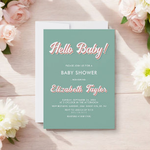 Invitation Vintage Retro les années 70 Super Baby shower mode