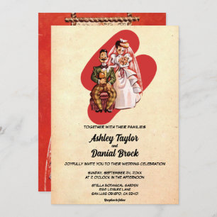Invitation Vintage Retro Mariée Et Groom les années 50 Classi