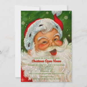 Invitation vintage rétro Noël Père Noël