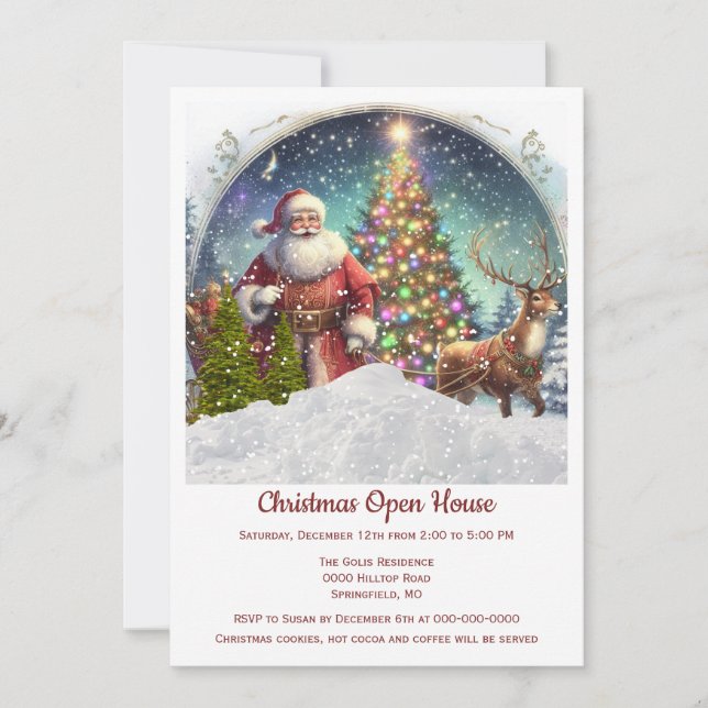 Invitation vintage rétro Père Noël Noël (Devant)