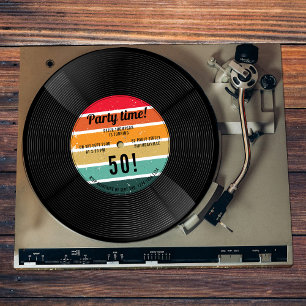 Invitation Vintage Retro Rainbow Vinyl Record musique Anniver