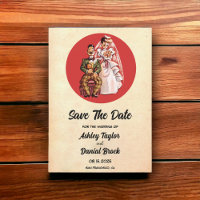 Vintage Retro Romantic Comic Wedding Enregistrer l