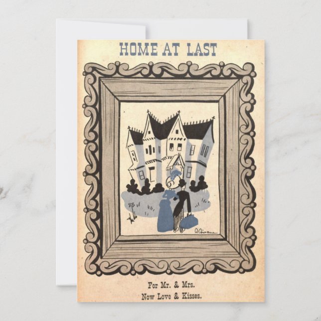 Invitation Vintage rétro romantique vieux vieux Mariage rusti (Dos)