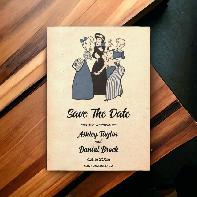 Invitation Vintage Retro Rustic drôle Mariage Enregistrer la  (Créateur téléchargé)