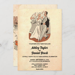 Invitation Vintage Retro Rustic Funny Mariée Groom Vieux Mari